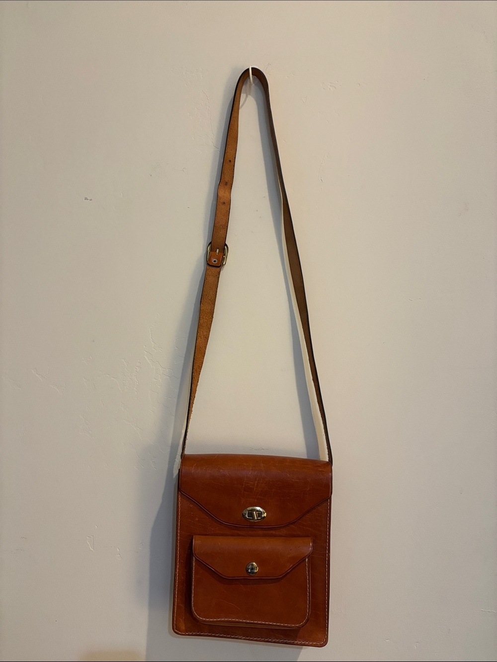 Vintage handmade Classic Brown Leather camera box Crossbody Bag